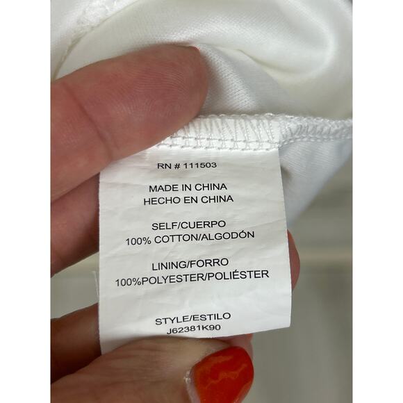 June & Hudson Women’s M White Eyelet Lace Button Front Tie Waist Mini Dress - Picture 7 of 7